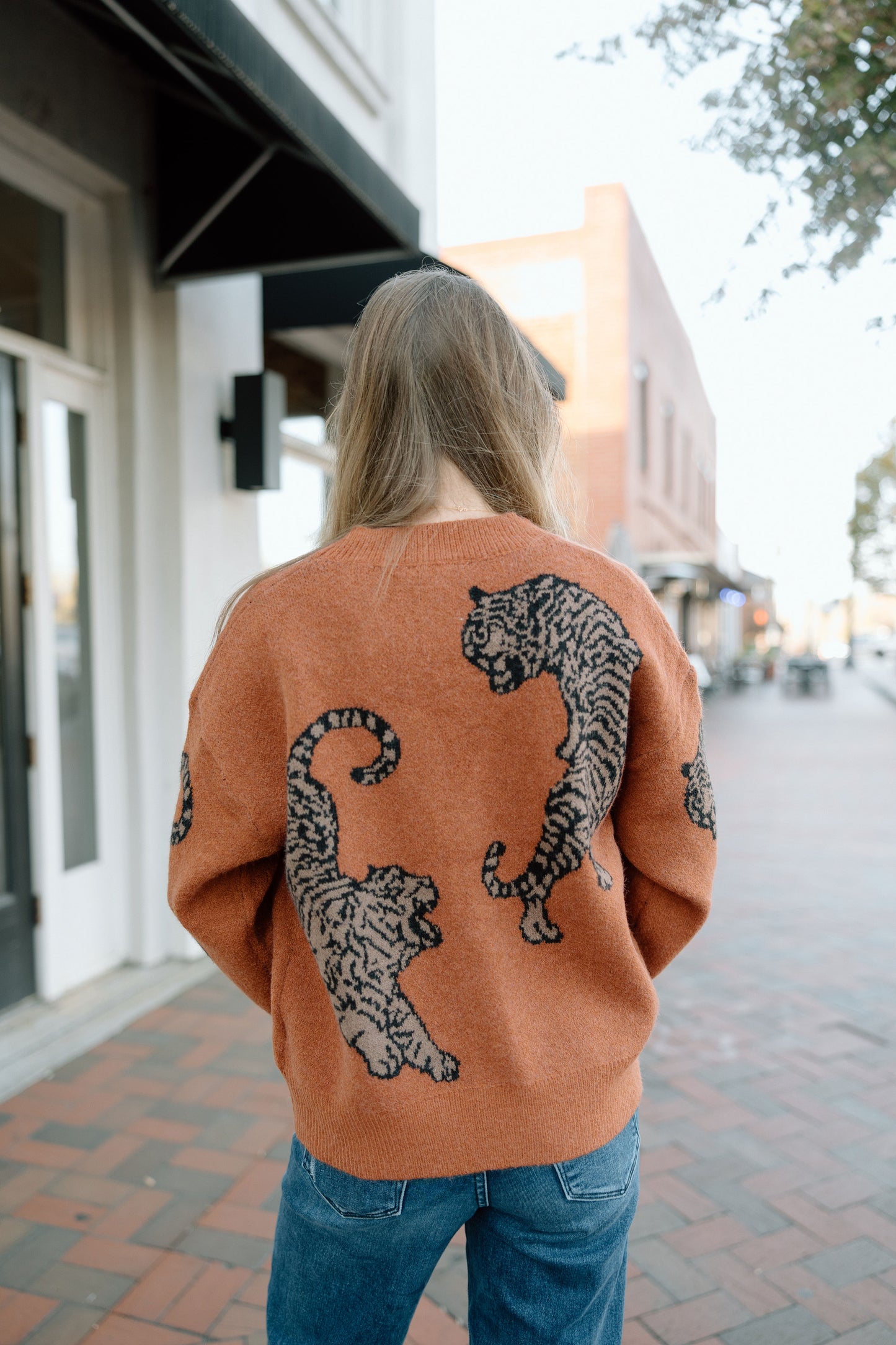 Tiger Printed Sweater Cardigan