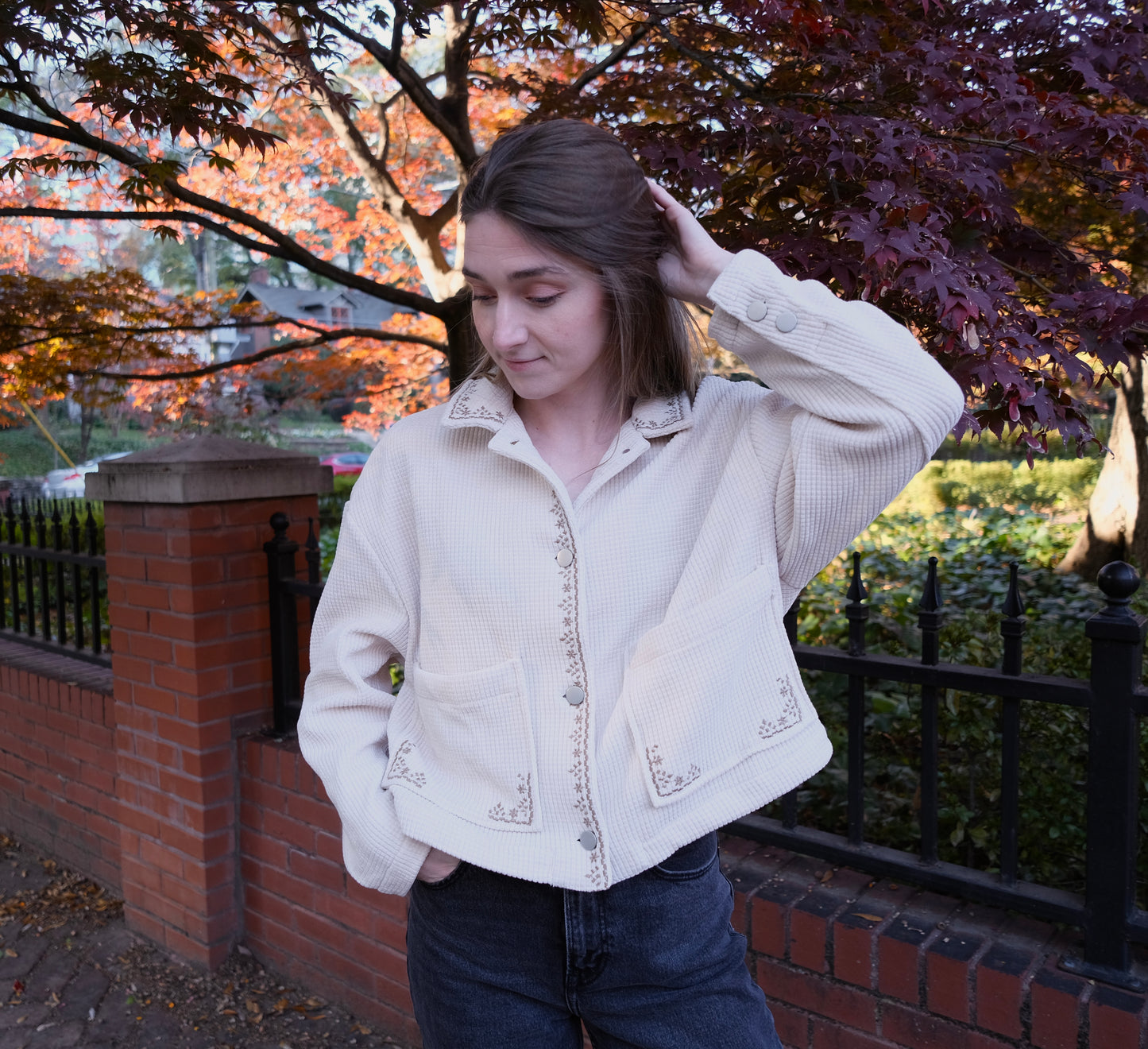 Double Pocket Chenille Jacket - Ecru