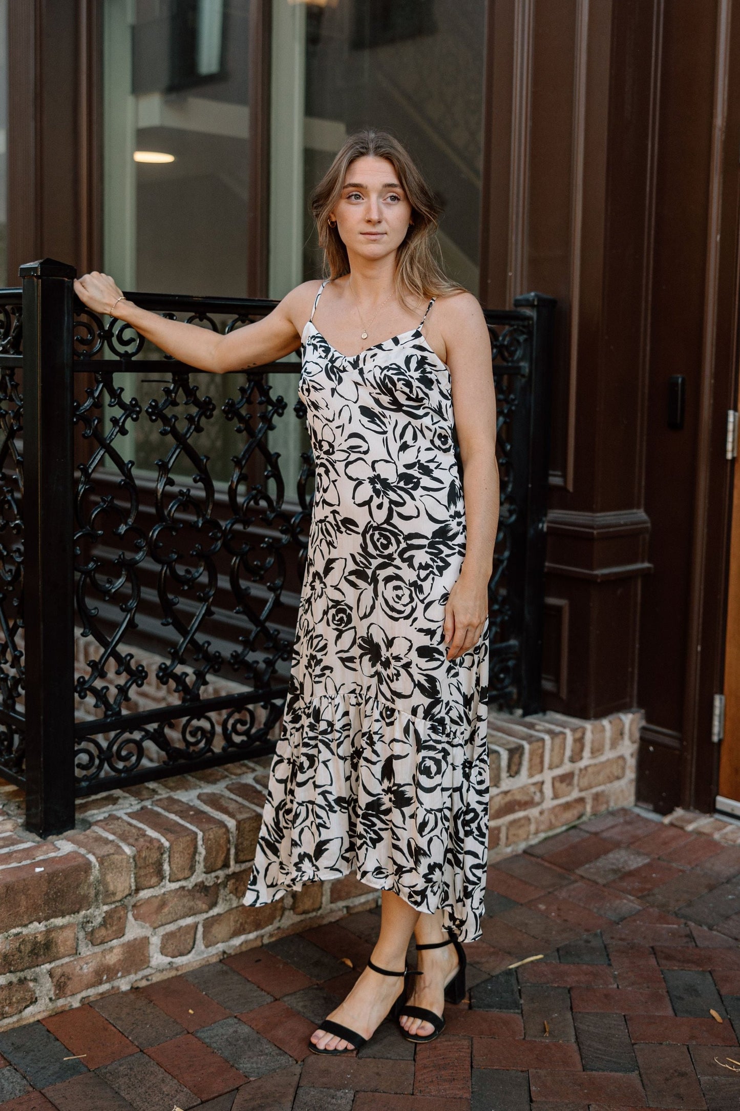 V-Neck Sleeveless Floral Slip Dress