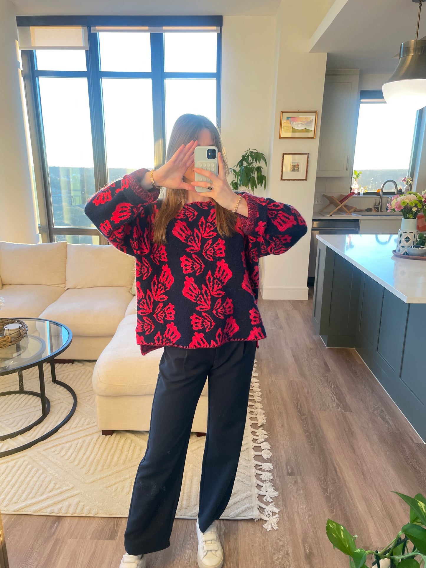 Jacquard Pullover Sweater Top