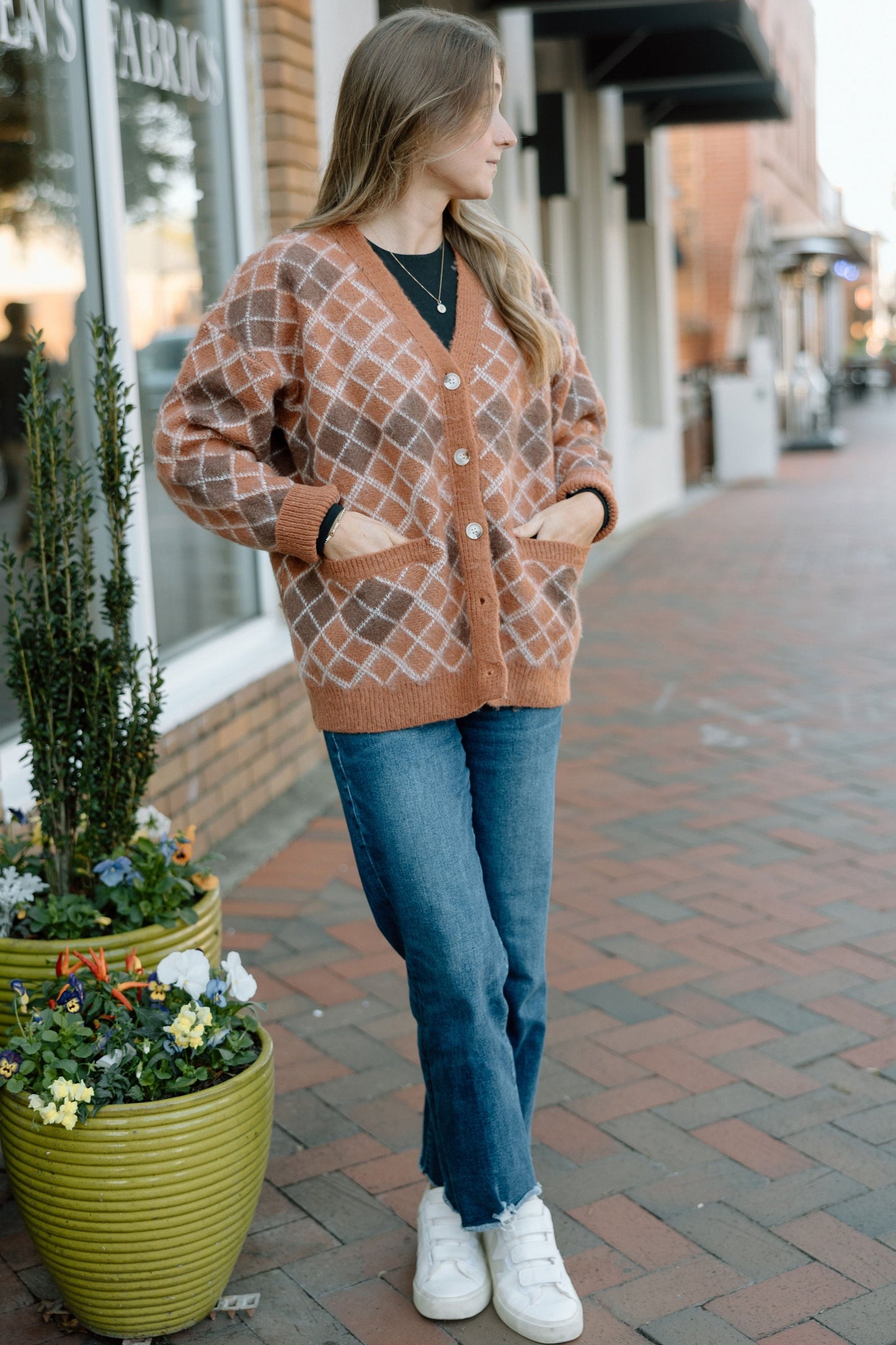 Button Down Plaid Cardigan