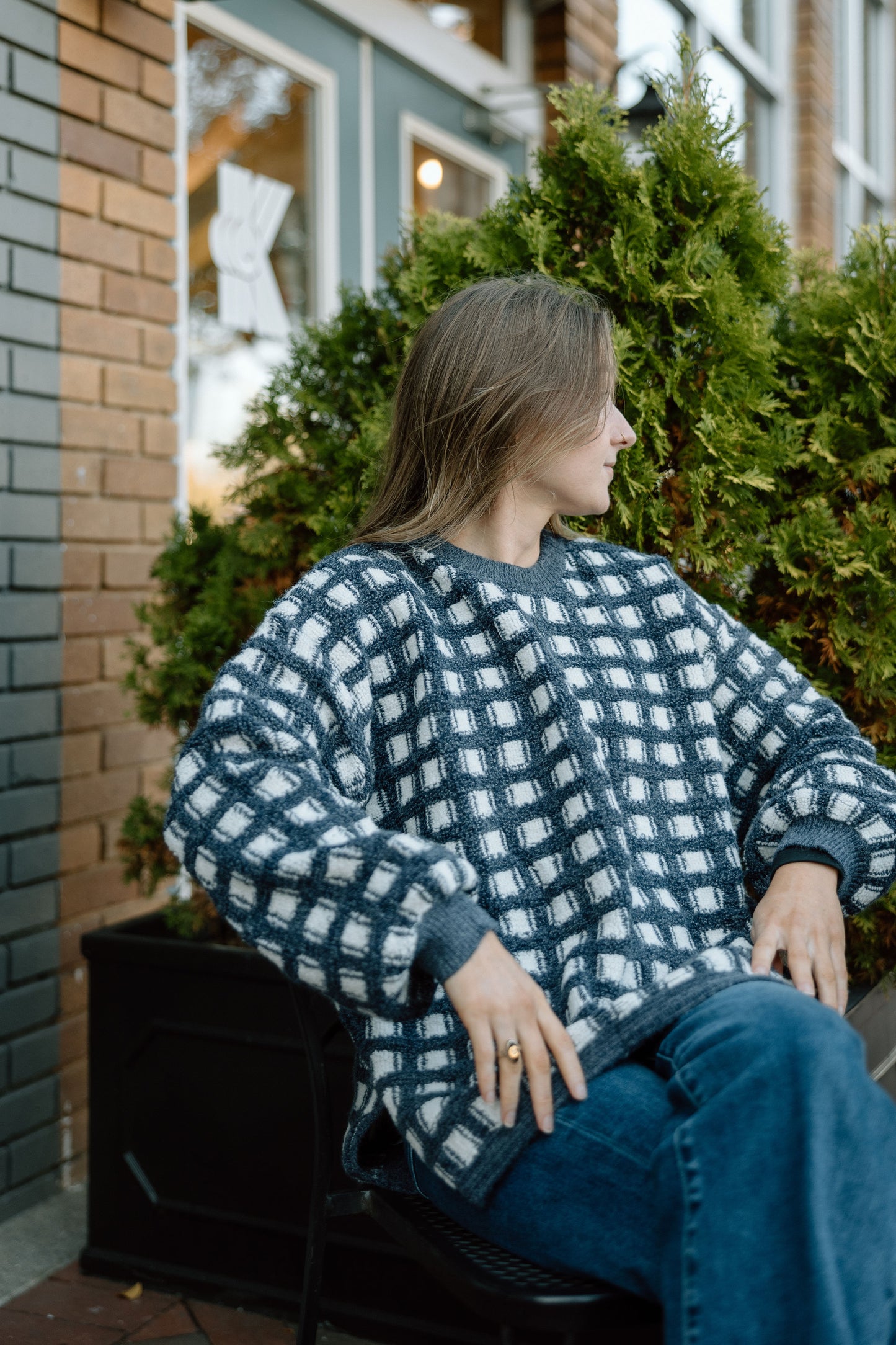Checkered Oversized Sweater