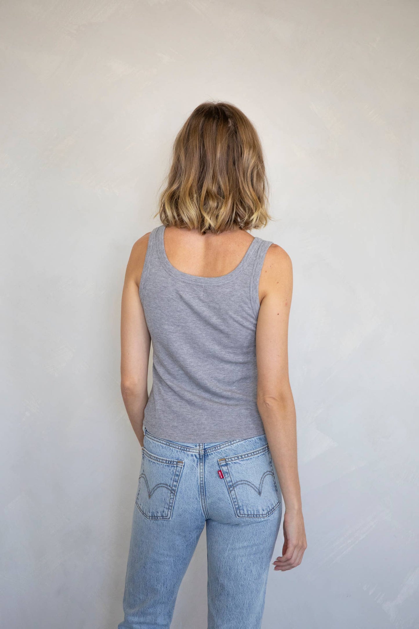 Remi Basic Ribbed Tank - Heather Grey