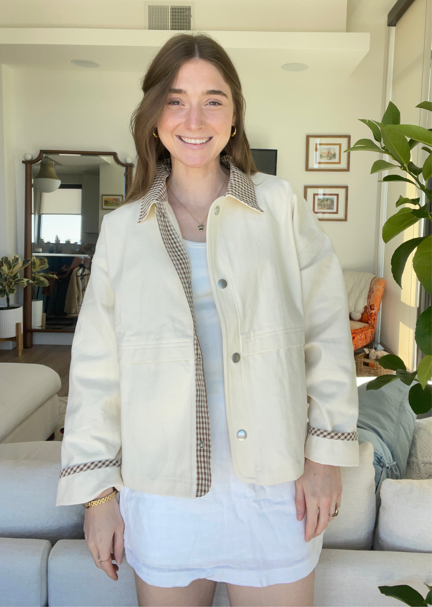 Savannah Gingham Trim Jacket