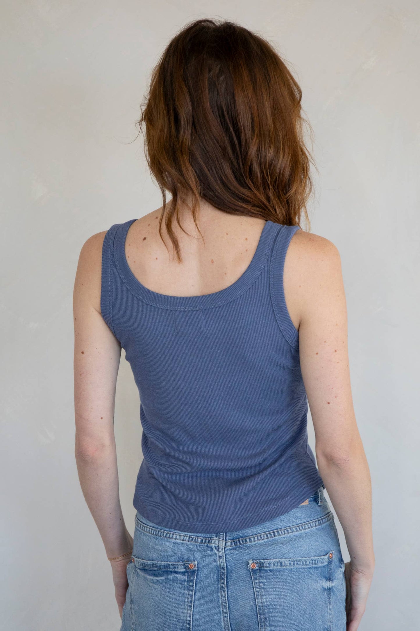 Remi Basic Ribbed Tank - Heather Grey