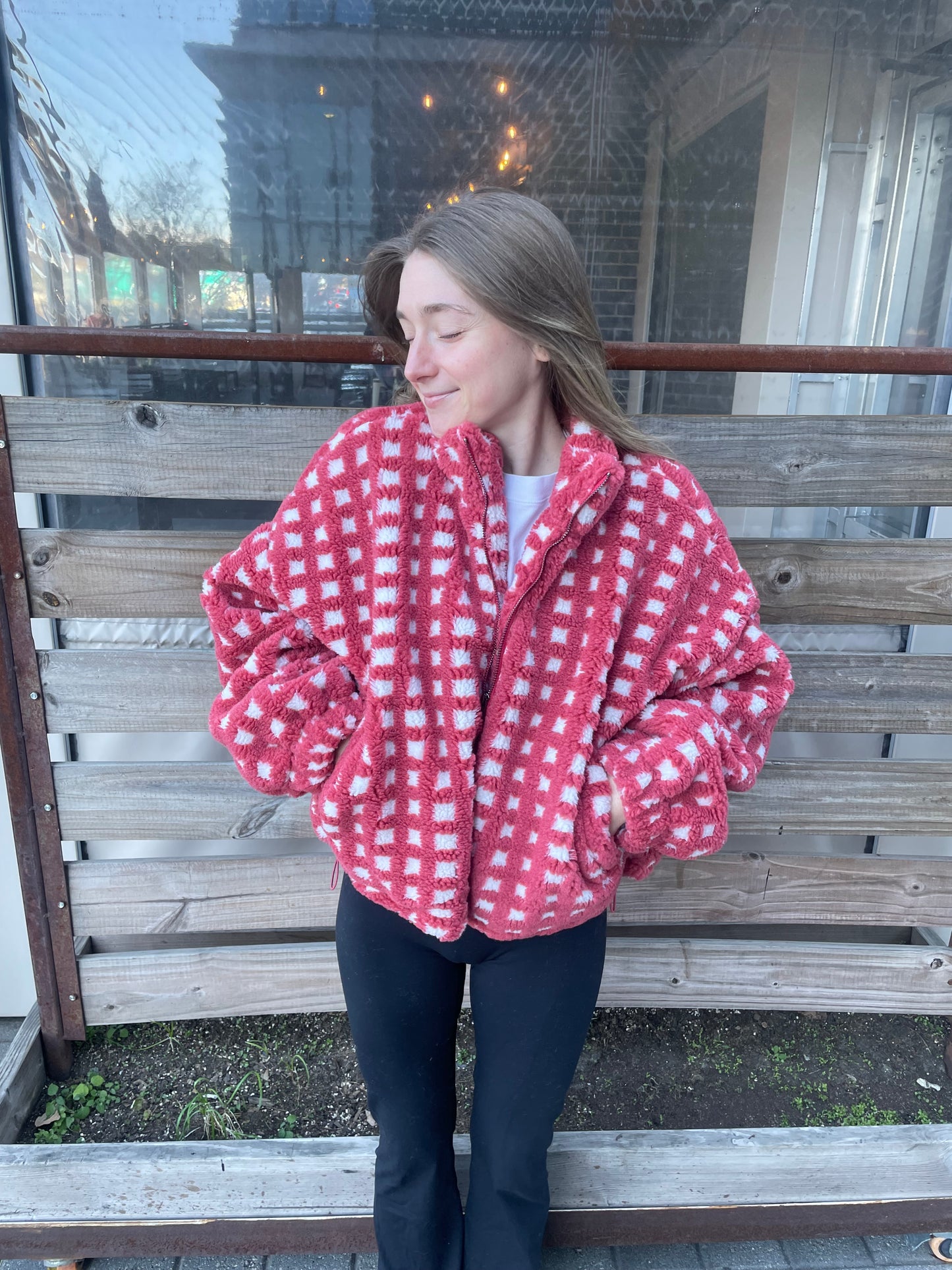 Fuzzy Sherpa Checkered Jacket