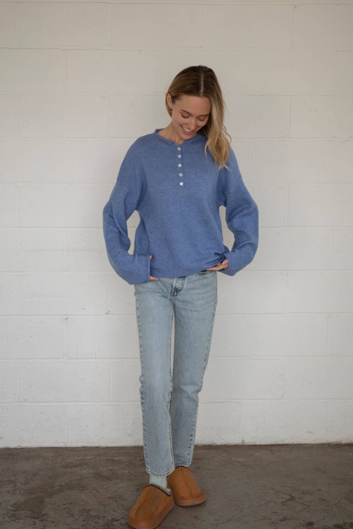 Piper Henley Pullover - Dusty Blue