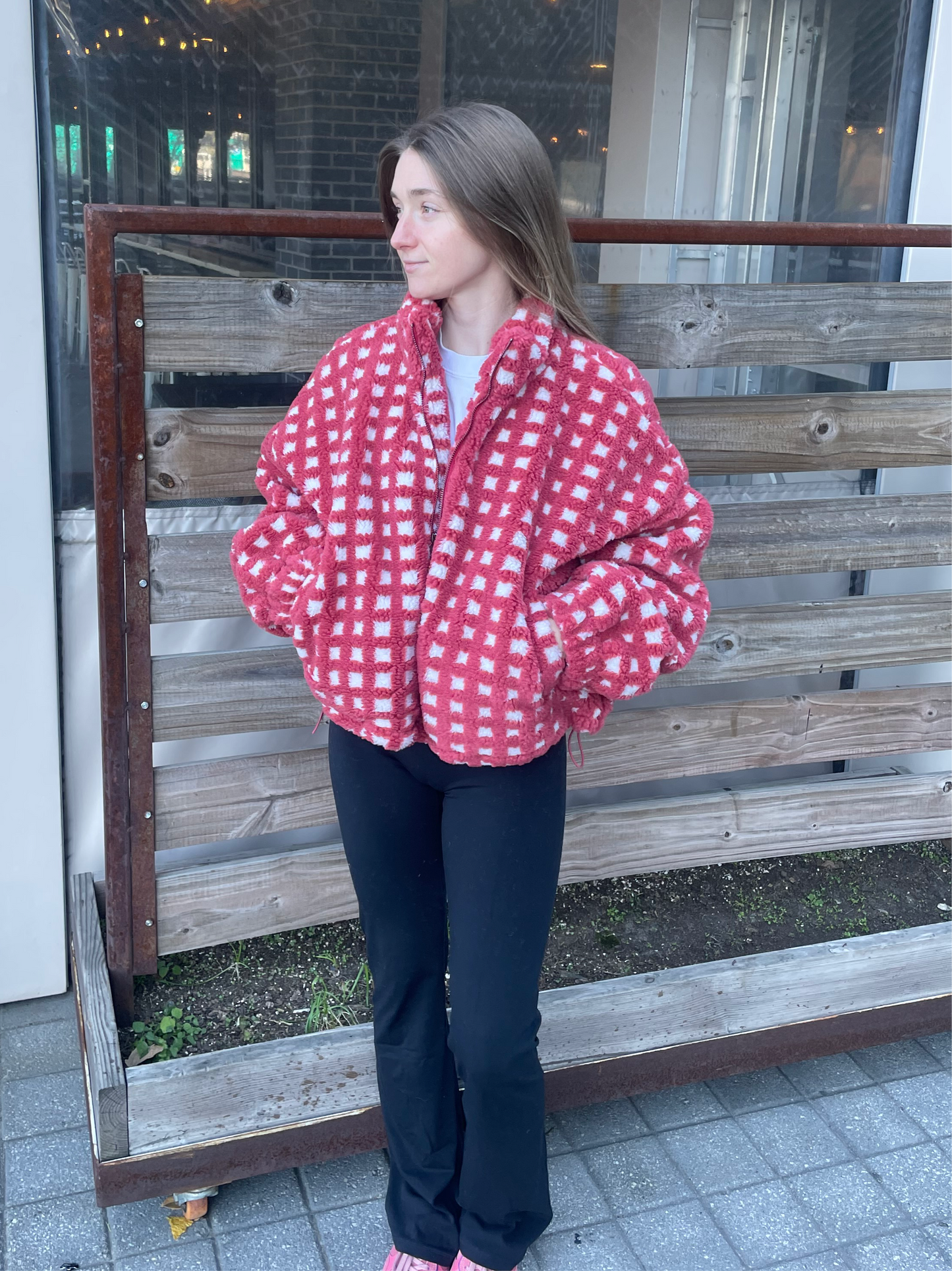 Fuzzy Sherpa Checkered Jacket