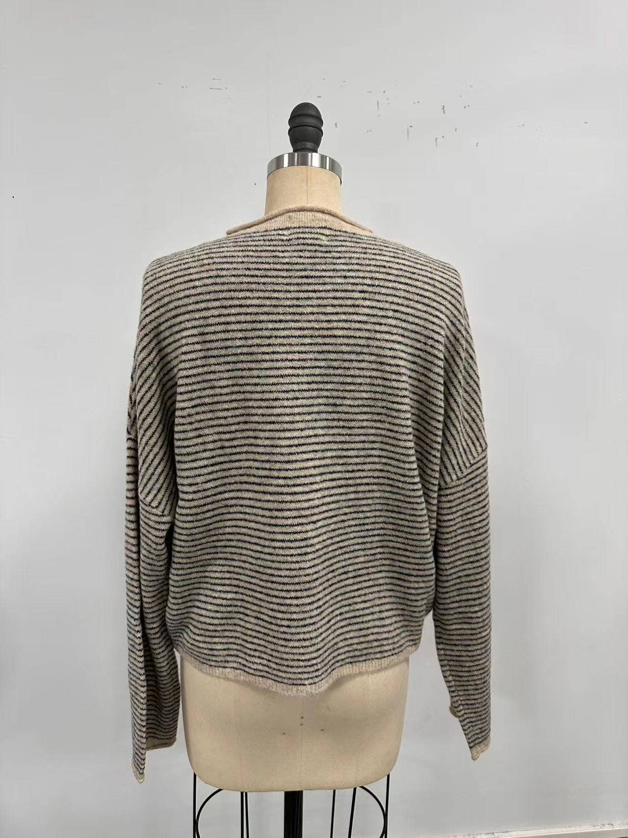 Piper Cardigan - Neutral and Navy Pin Striped