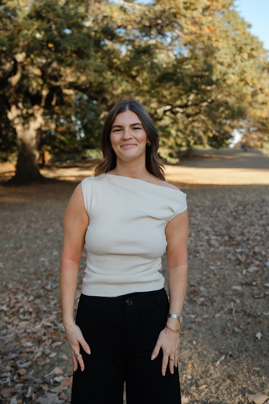 The Offset Sweater Top - Ivory