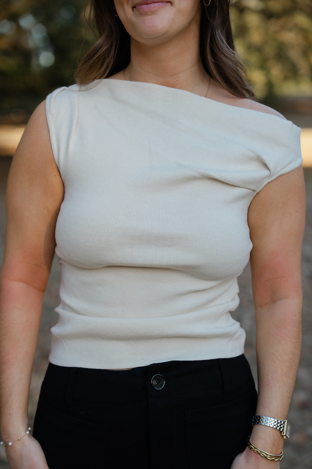 The Offset Sweater Top - Ivory