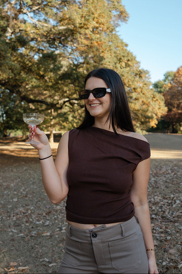 The Offset Sweater Top - Brown