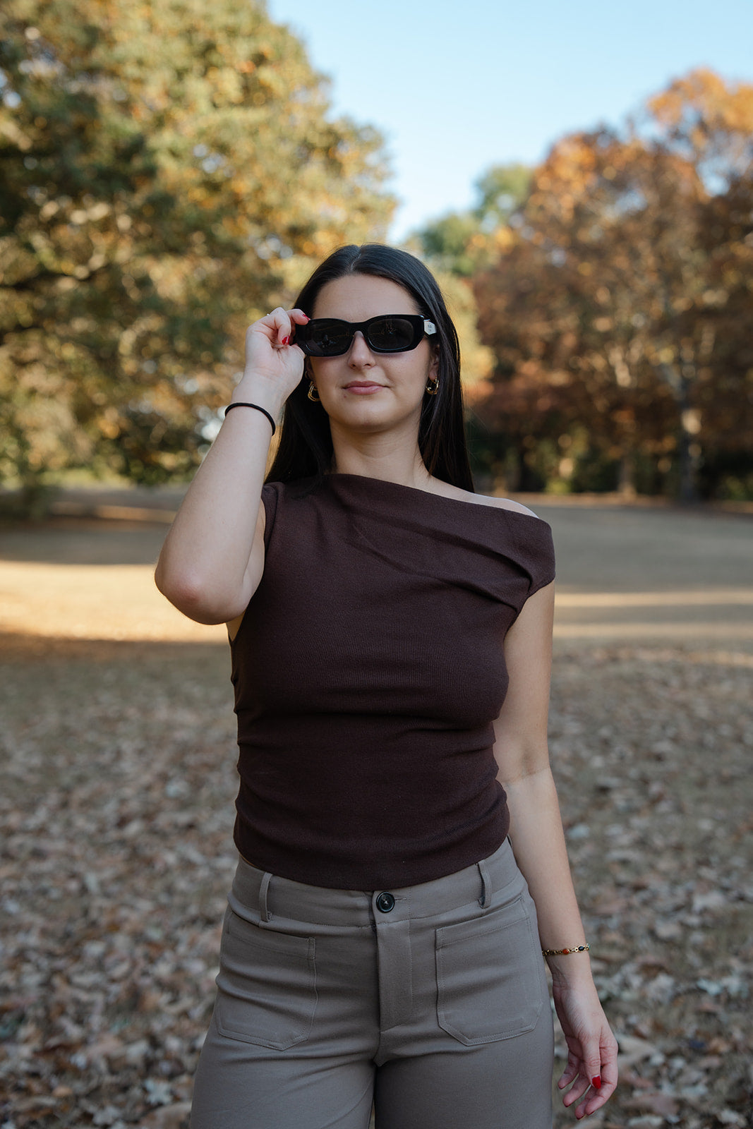 The Offset Sweater Top - Brown