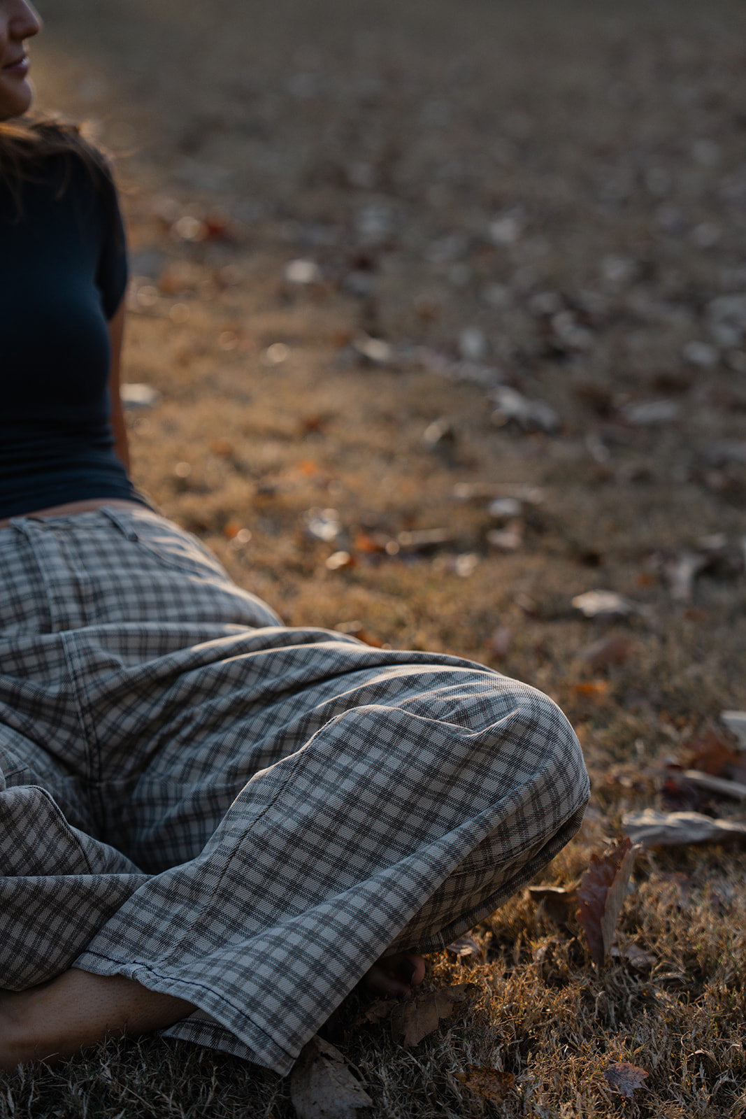 Mini Checkered Barrel Pants