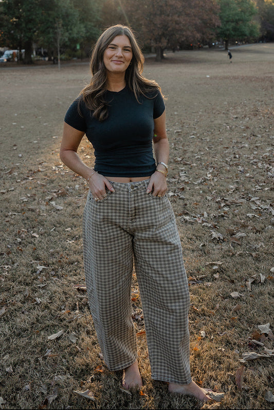 Mini Checkered Barrel Pants