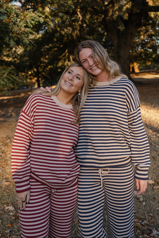 Susie Sweater - Navy and Taupe