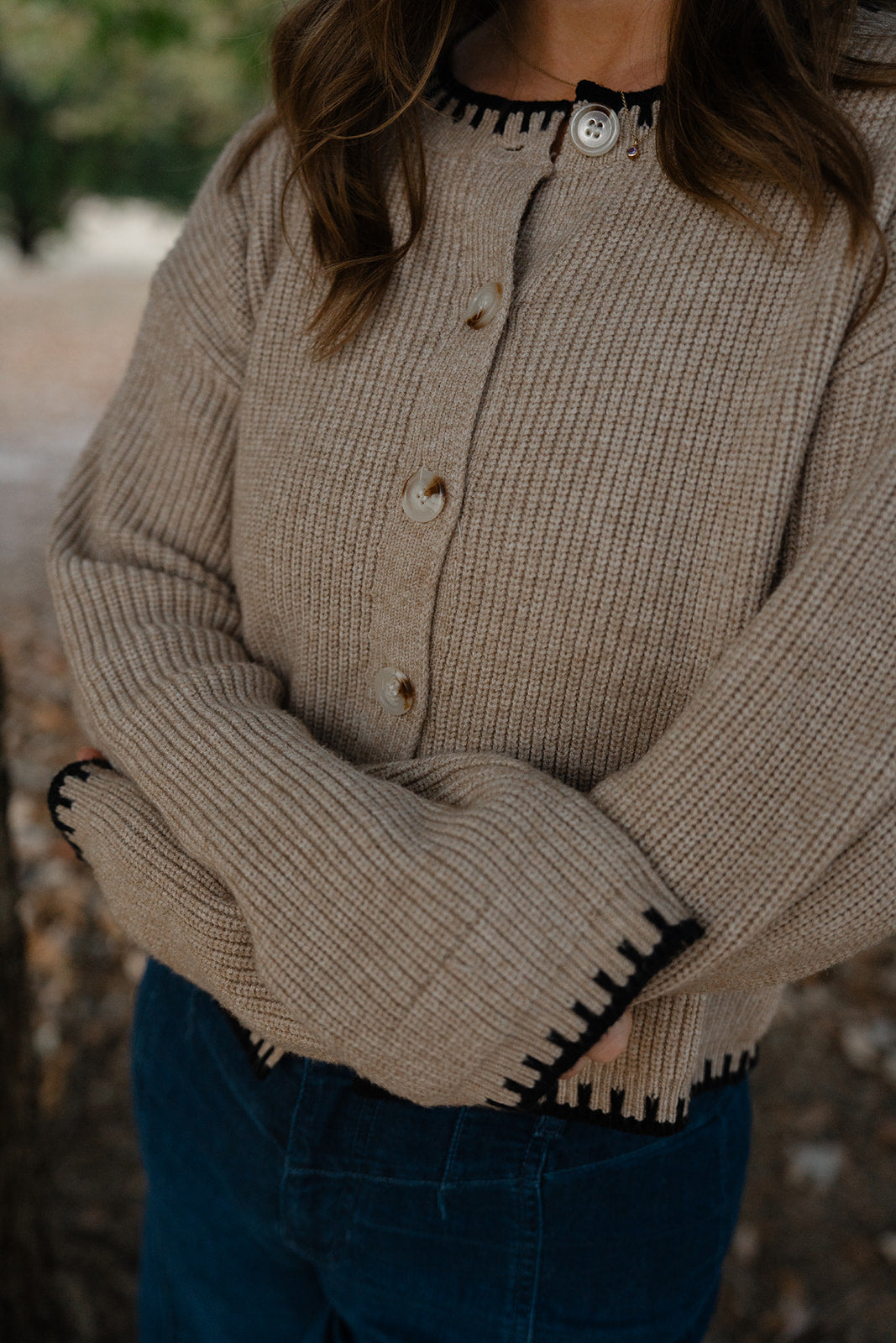 Crewneck Cardigan Sweater