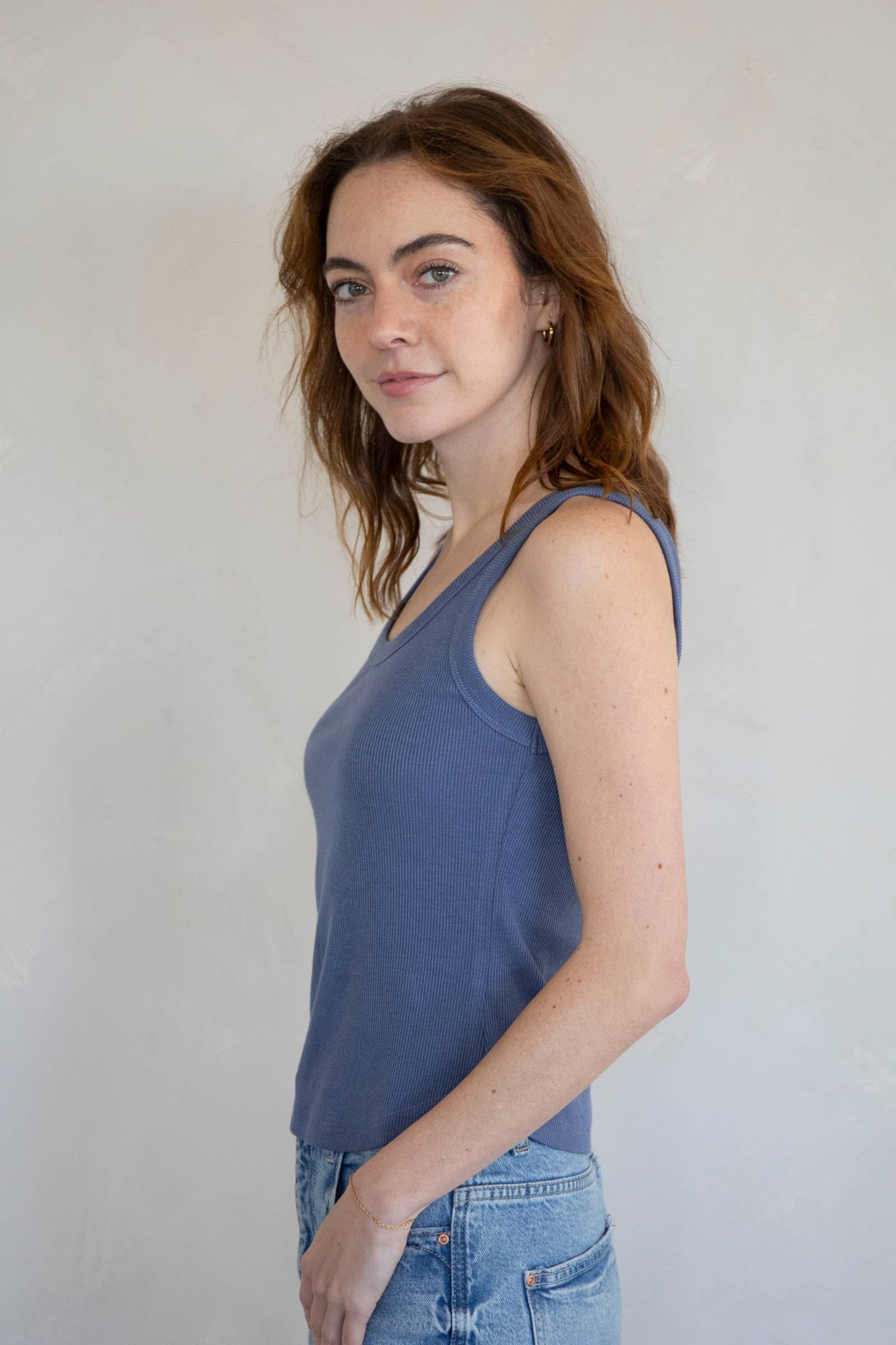 Remi Basic Ribbed Tank - Heather Grey