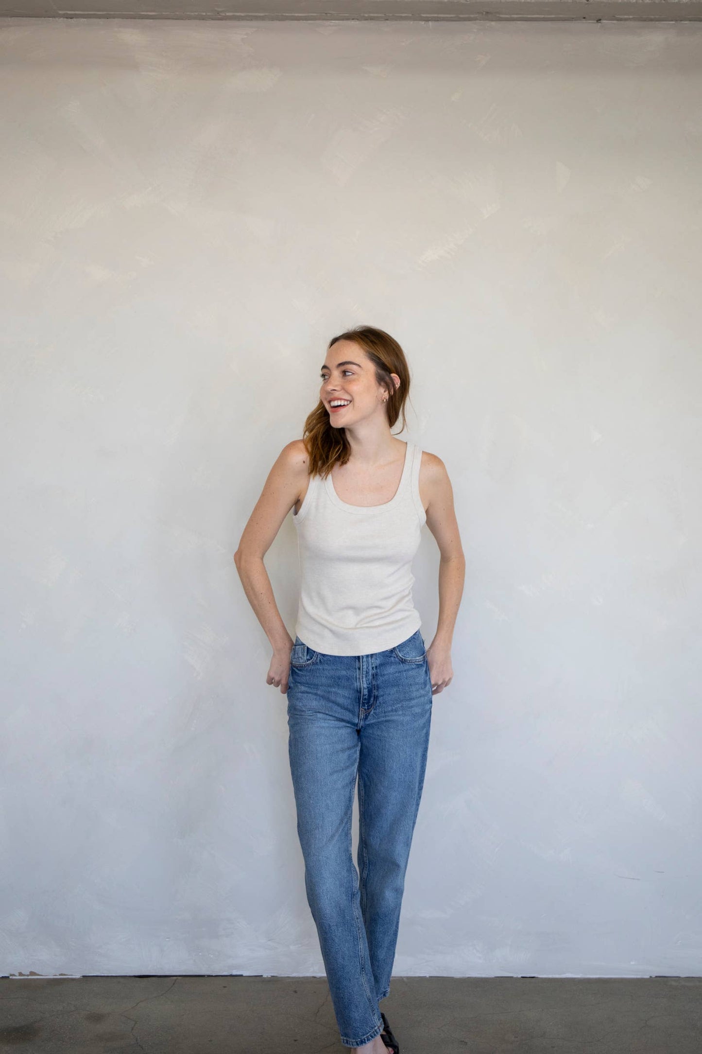 Remi Basic Ribbed Tank - Heather Grey